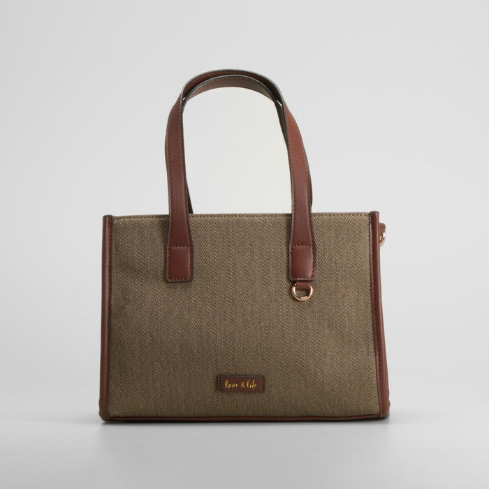 Bolso shopper canvas marrรณn PICCOLA PIU