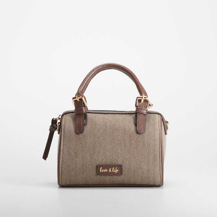 Bolso mano textil marrรณn Piccola Piu