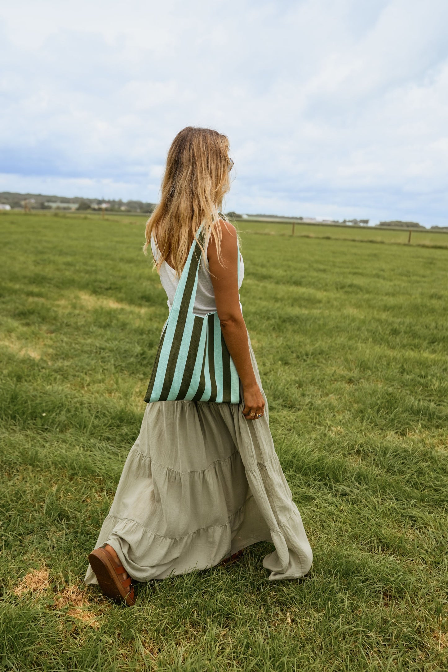 Blue With Khaki Stripes Mael Bag