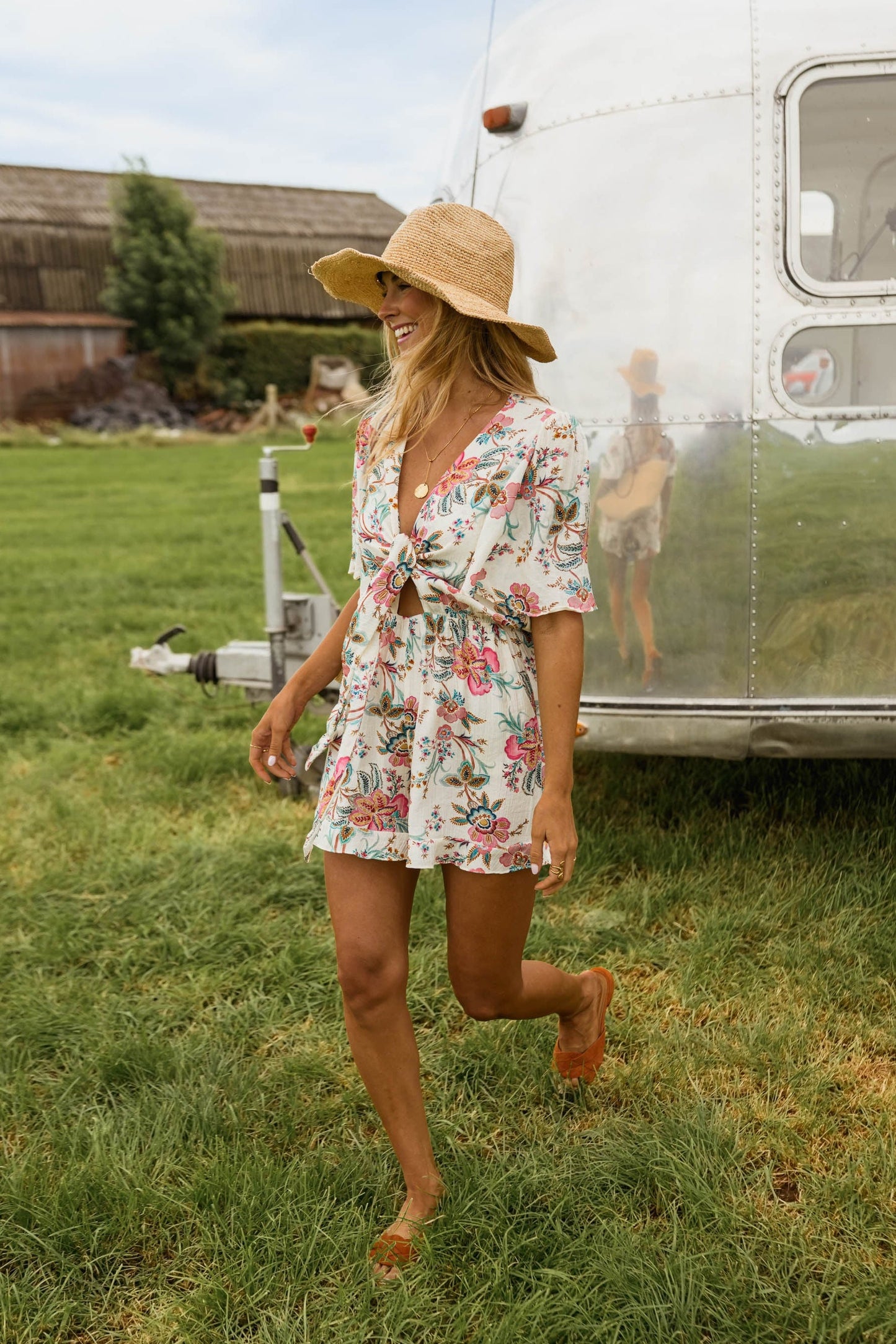 Ecru Floral Annette Romper