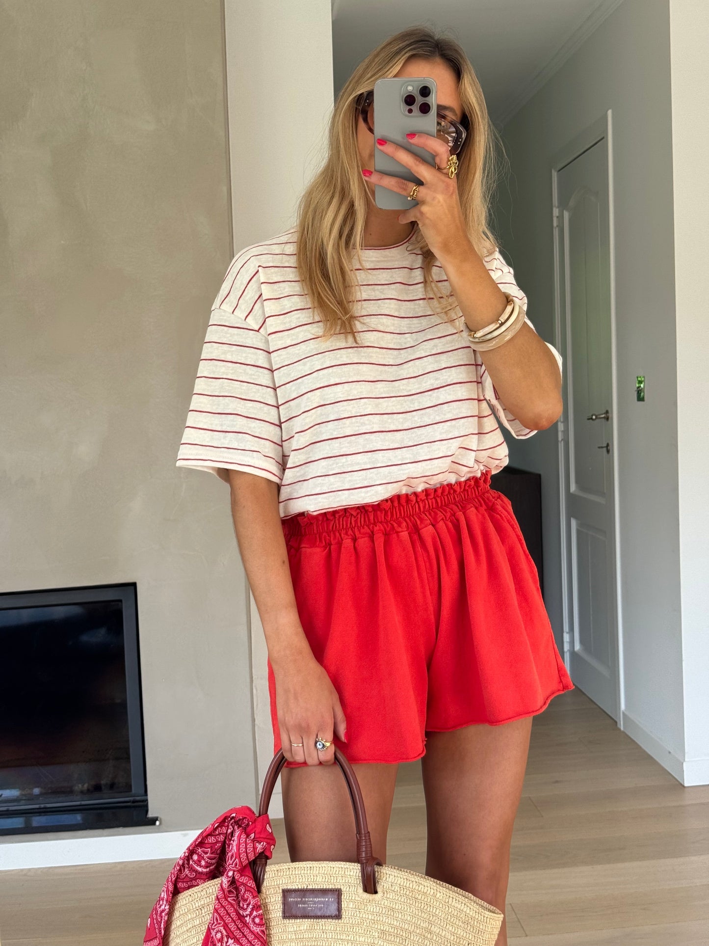 Ecru With Red Stripes Emmy T-Shirt