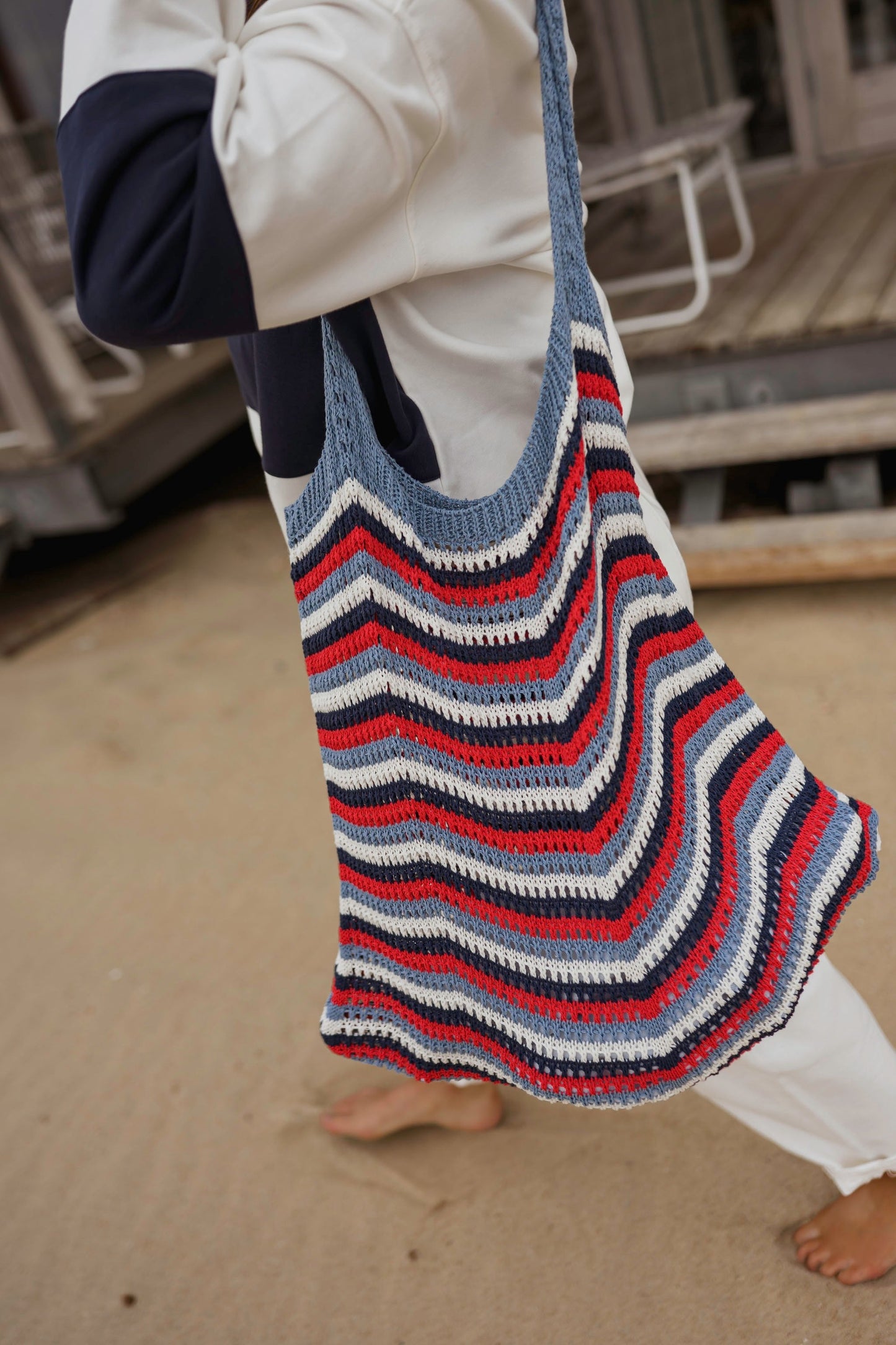 Striped Mesh Summer Bag