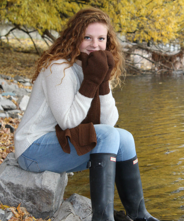 Heavy Weight Reversible Alpaca Mittens-Apparel-Alpaca Direct-Small-Brown-Beige-Alpaca Direct
