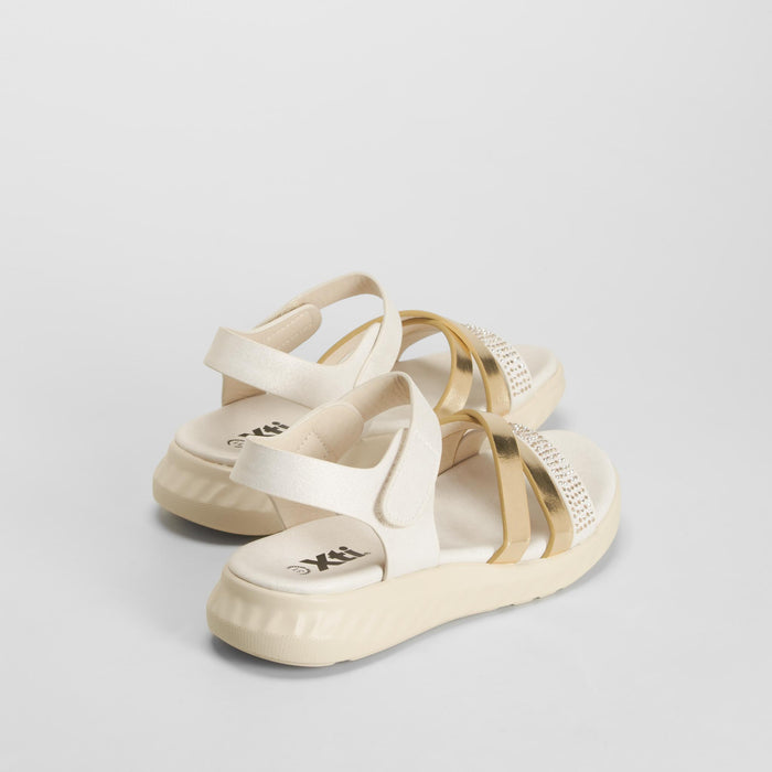Sandalia plana tiras cruzadas beige XTI