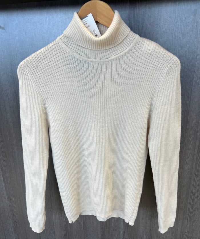 Women's Thin Knit Turtleneck Alpaca Sweater-Apparel-Alpaca Direct-Extra Large-Cream-Alpaca Direct