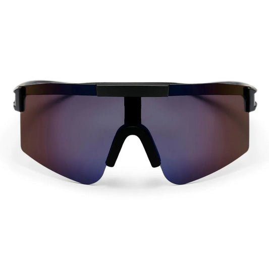 CHPO Luca Oversized Sport Sunglasses - Matte Black/Purple Mirror