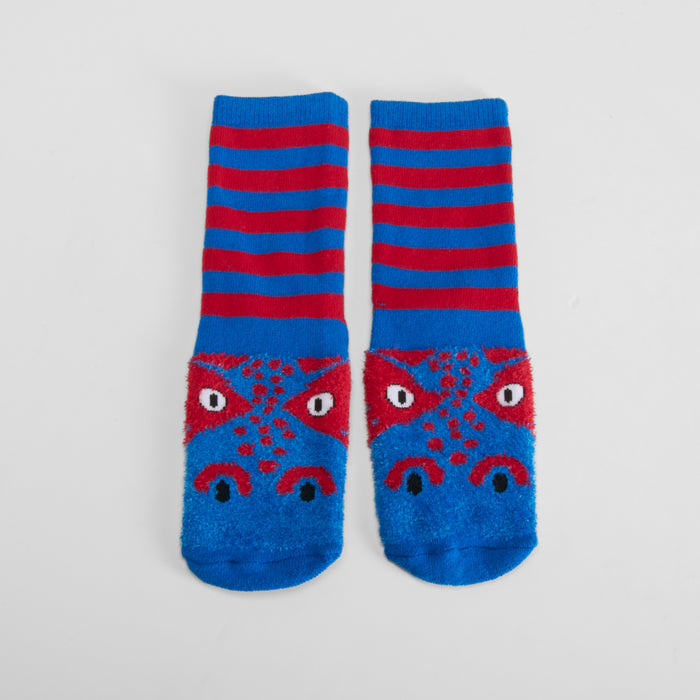Calcetín antideslizante dino azul y rojo MERKAL