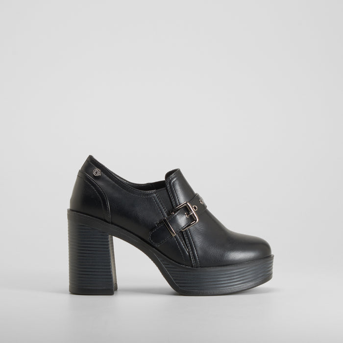 Zapato bajo tacón alto y plataforma negro NYC