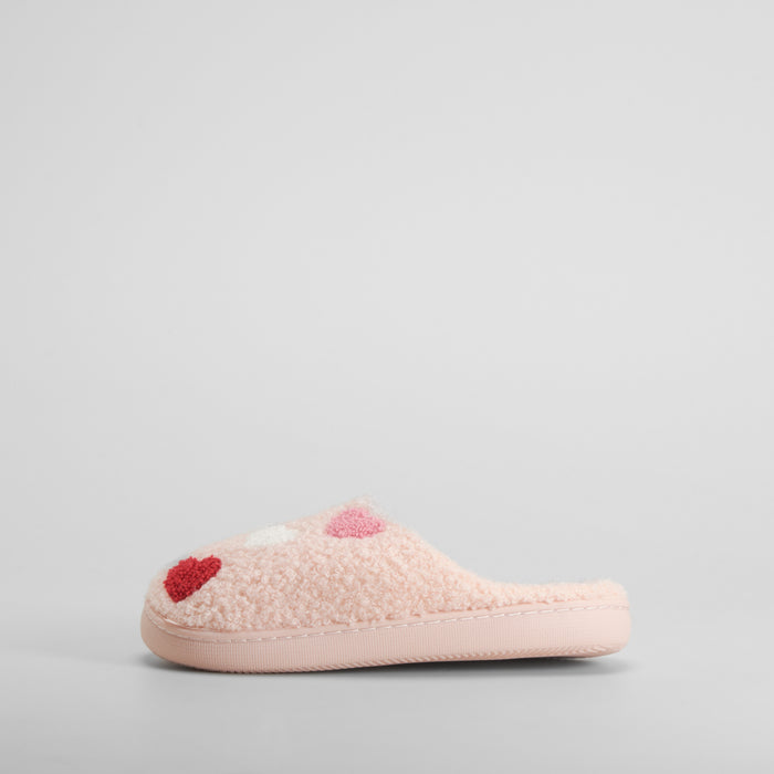 Zapatilla casa borreguito corazones rosa OLYNE