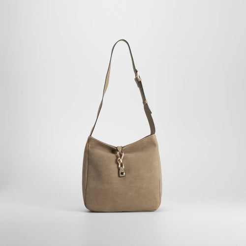 Bolso bandolera efecto ante beige PICCOLA PIU
