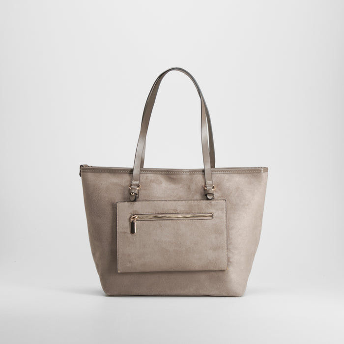 Bolso shopper efecto ante asas marrón PICCOLA PIU