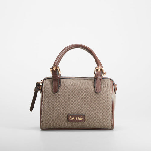 Bolso mano textil marrón Piccola Piu