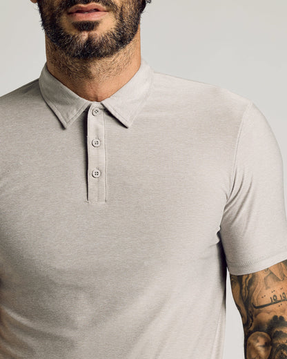 Light Heather Gray Short Sleeve Tall Active Polo
