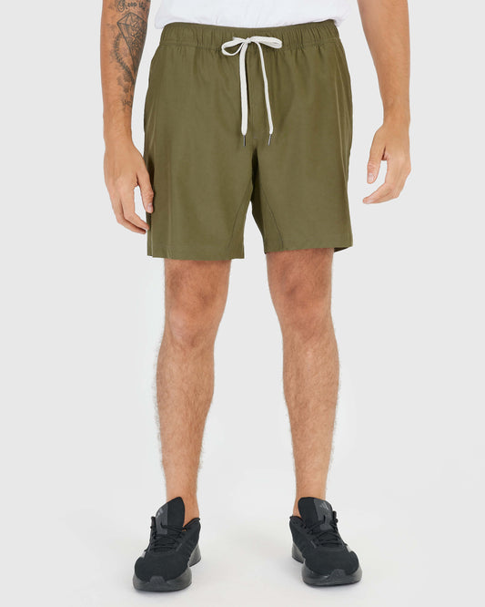 Military Green Active Quick Dry Shorts with Liner