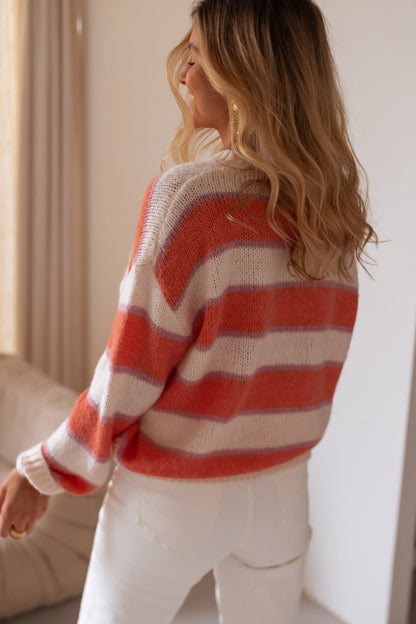Orange and Purple Stripe Solvay Sweater