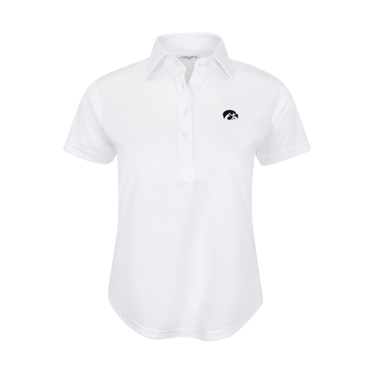 Iowa Women's Cap Sleeve Semi Spread Polo White