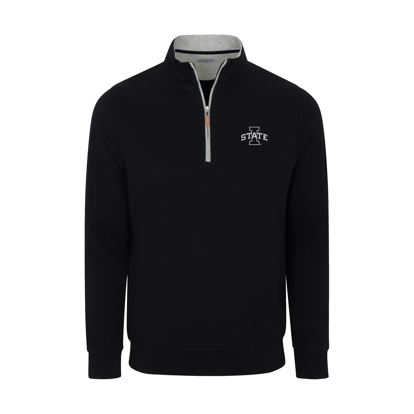 Iowa State Heather Cloud Cotton Quarter Zip Pullover Black with Light Grey Trim