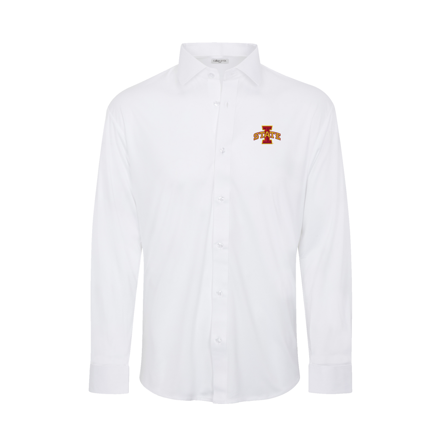 Iowa State Quattro Flex Dress Shirt with Semi-Spread Collar White