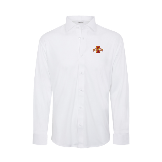 Iowa State Quattro Flex Dress Shirt with Semi-Spread Collar White