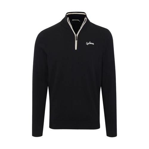 Iowa State Black with White Trim Luxury Touch Cotton and Cashmere Quarter Zip Sweater
