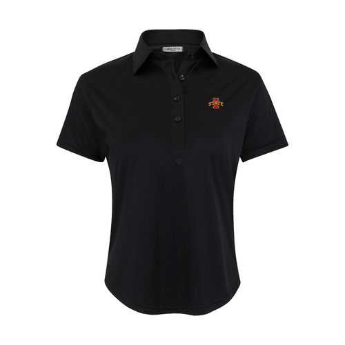 Iowa State Women's Cap Sleeve Semi Spread Polo Black