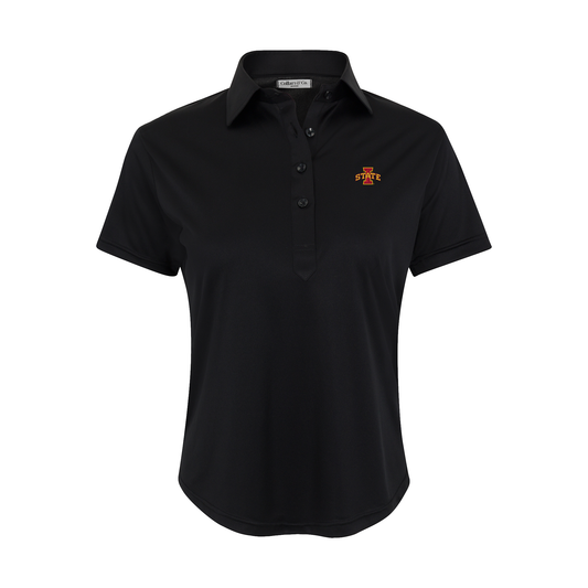 Iowa State Women's Cap Sleeve Semi Spread Polo Black