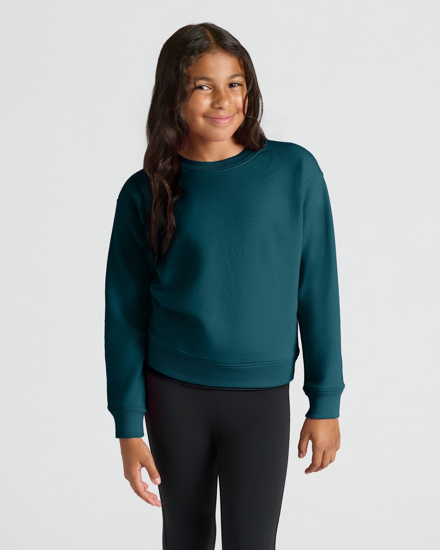 Girls Deep Emerald Slouch Pullover Crew & Relaxed Jogger 2-Pack