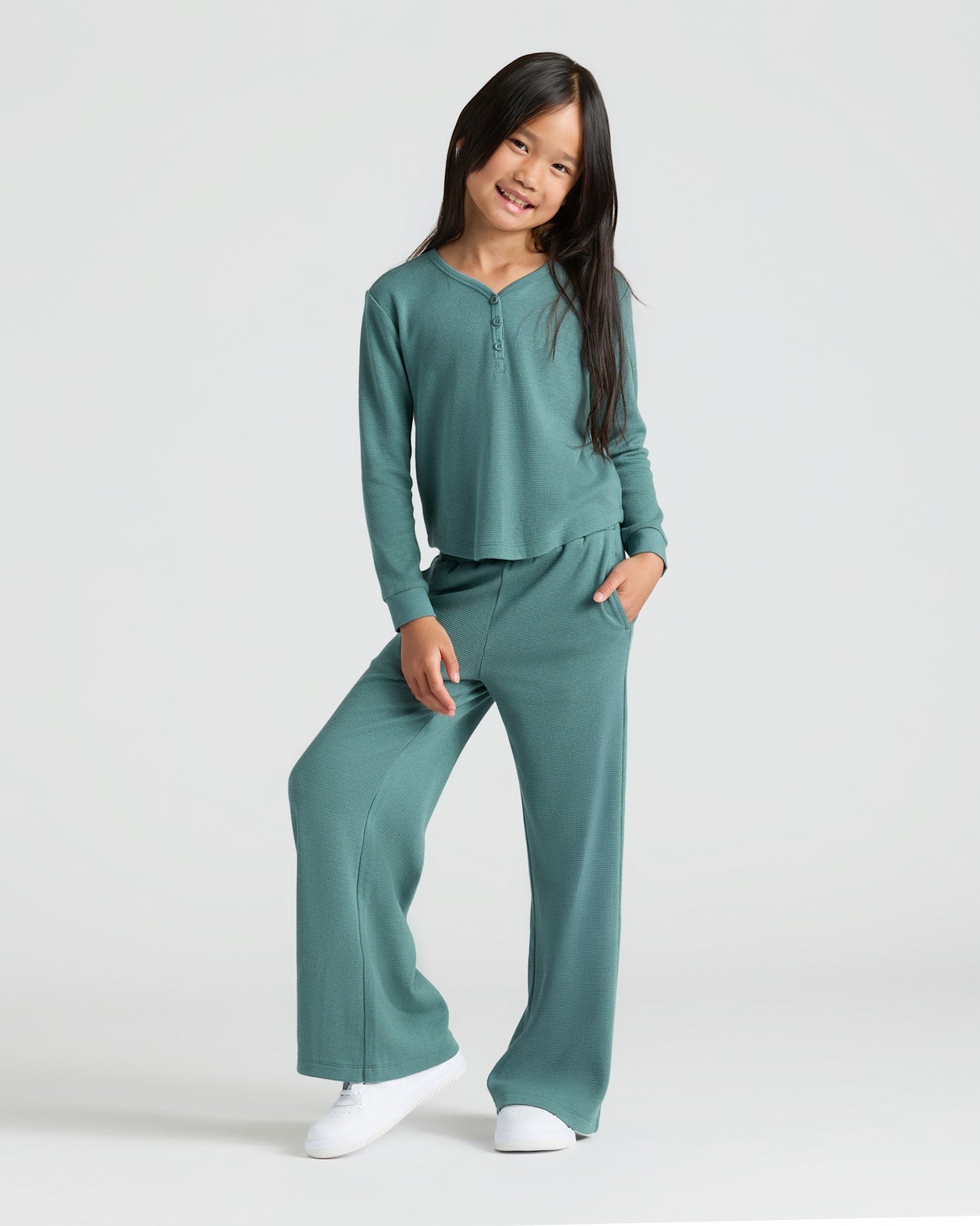 Girls Waffle Wide Leg Pants 3-Pack