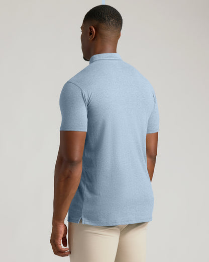Heather Indigo Short Sleeve Tall Polo