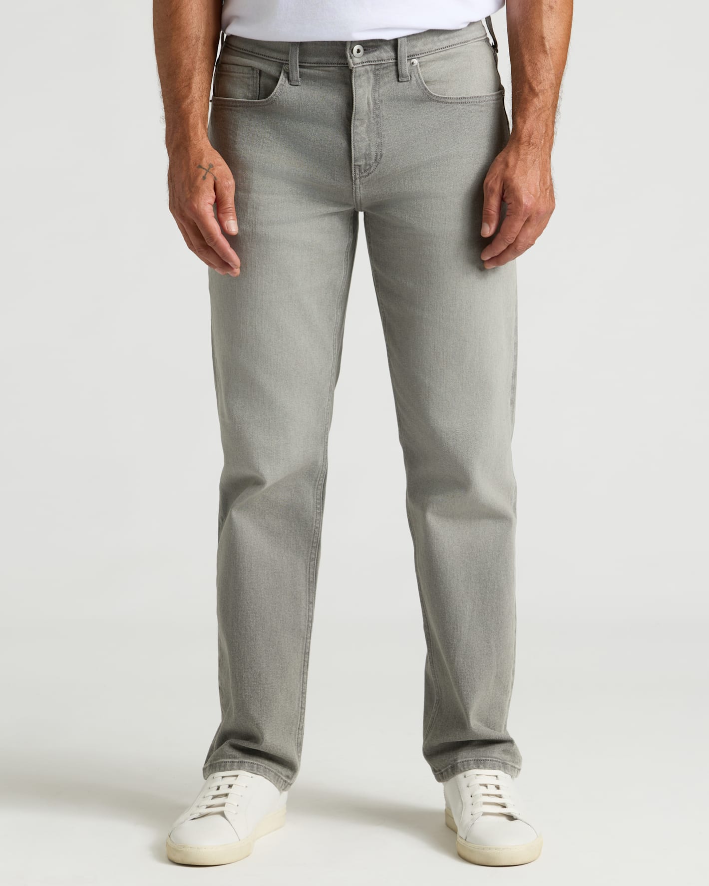 Medium Gray Wash Straight Authentic Denim Jeans