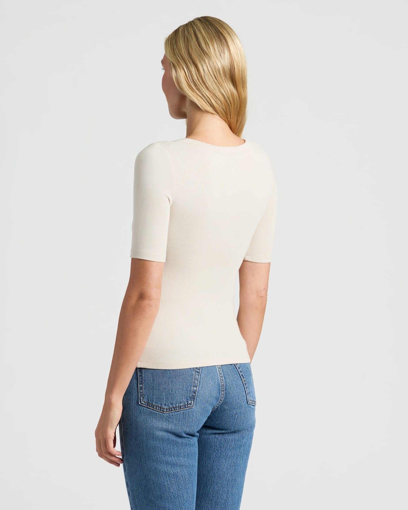 Womens Ribbed 3/4 Sleeve Scoop Neck Tee 6-Pack