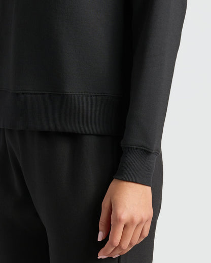 Womens Black Slouch Pullover Crew