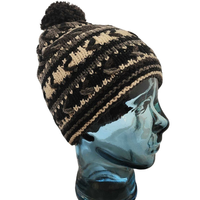 Black/White/Grey with PomPom