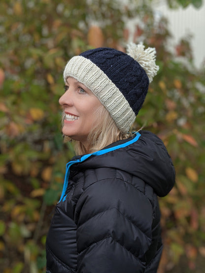 Alpaca Hat with Pompom and Fleece Lining-Apparel-Alpaca Direct-Alpaca Direct