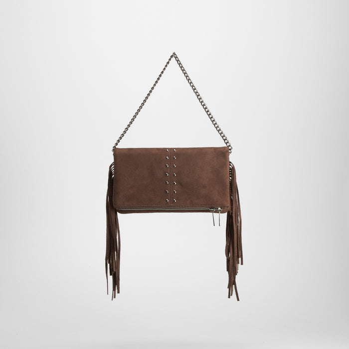 Bolso flecos cadena marrón NYC