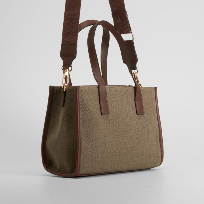 Bolso shopper canvas marrón PICCOLA PIU