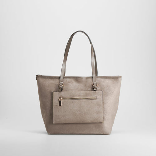 Bolso shopper efecto ante asas marrón PICCOLA PIU