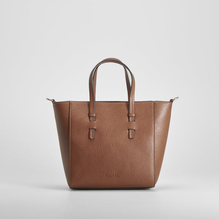 Bolso sintético cuero asa larga marrón PICCOLA PIU