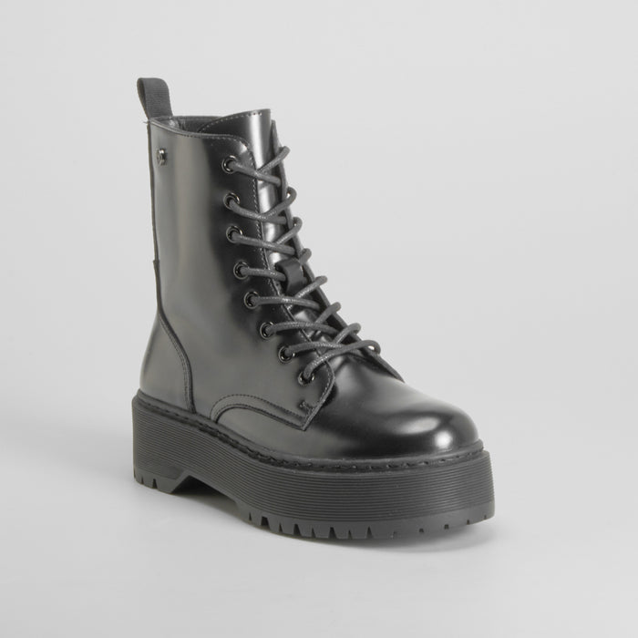 Botín militar plataforma negro NYC