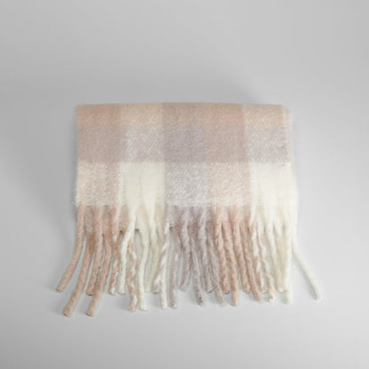 Bufanda print cuadros rosa beige MKL