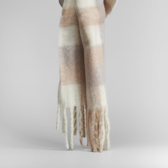 Bufanda print cuadros rosa beige MKL