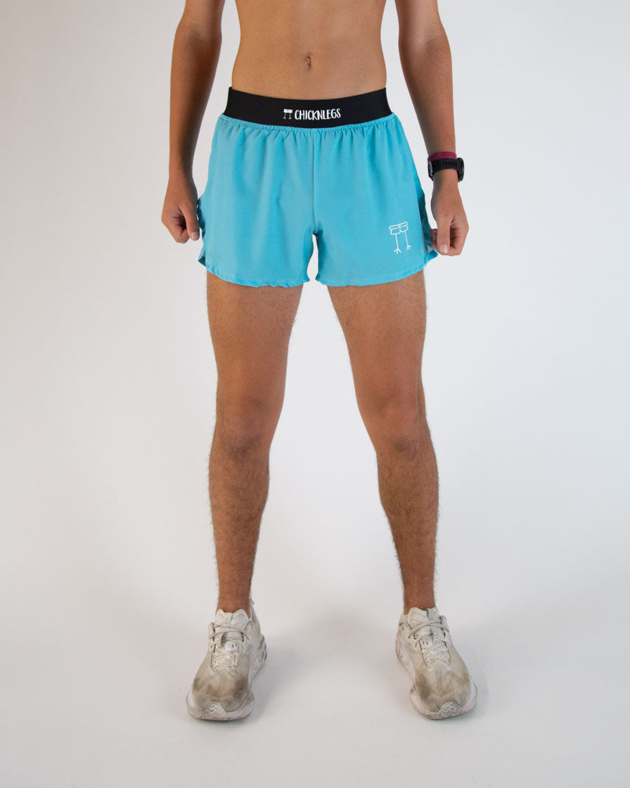 Men's Sky Blue 4" Half Split Shorts