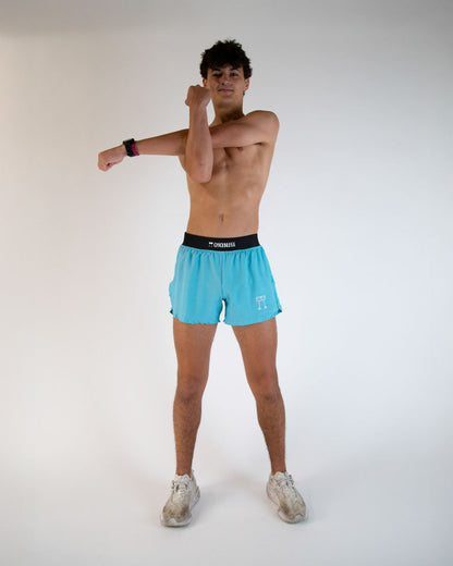 Men's Sky Blue 4" Half Split Shorts