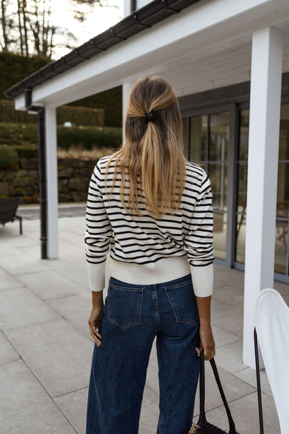 Black and Ecru Striped Olivia Cardigan