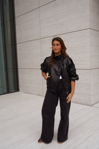 Black Faux Leather Deborah Jacket