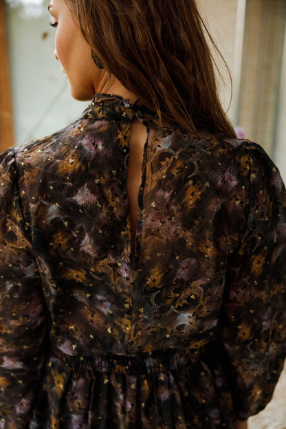 Black Patterned Alexandra Dress