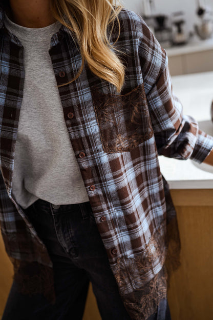 Blue and Brown Checkered Netta Shirt