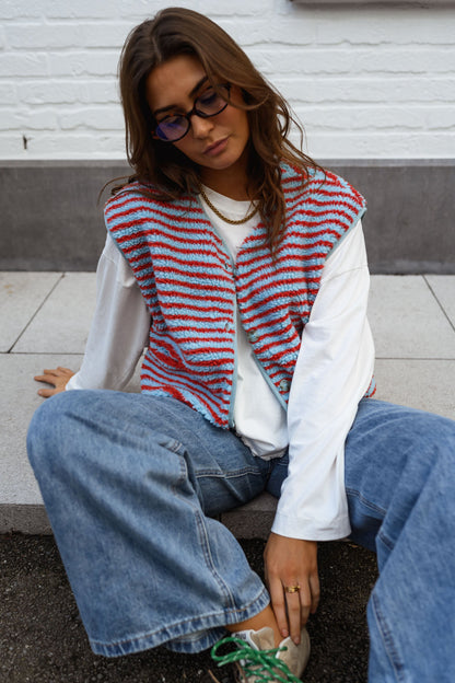 Blue and Coral Taoh Vest