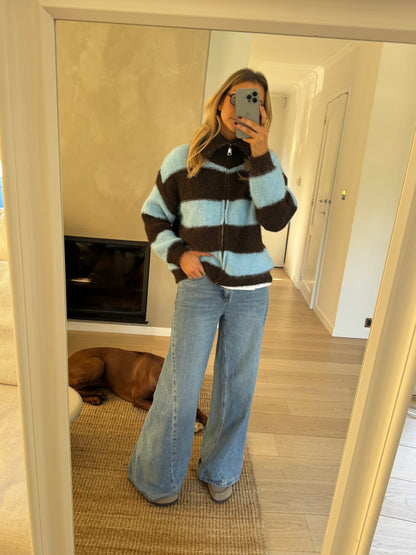 Brown and Blue Striped Tori Cardigan