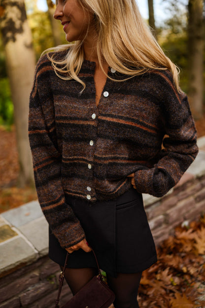 Brown Striped Audelia Cardigan